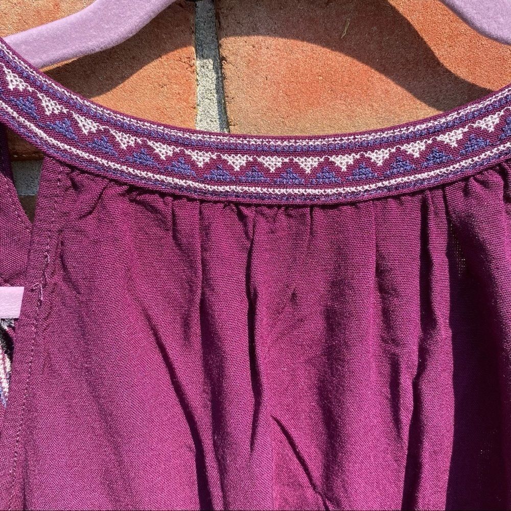 Blue Rain Burgundy Split-Neck Embroidered Tank - Picture 7 of 7